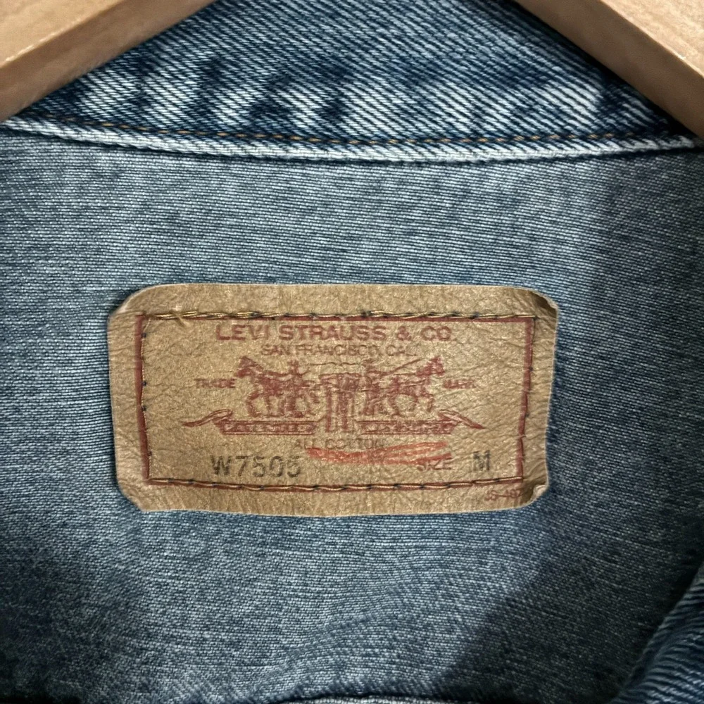 Vtg 90s Levis Japan Made Denim‎ Trucker Jacket Mens Size M Button J02 W7505